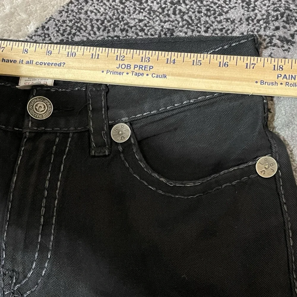 True Religion‎ Ricky Super T Jeans Men 34x32 Black  Flap Pocket Thick Stitch USA